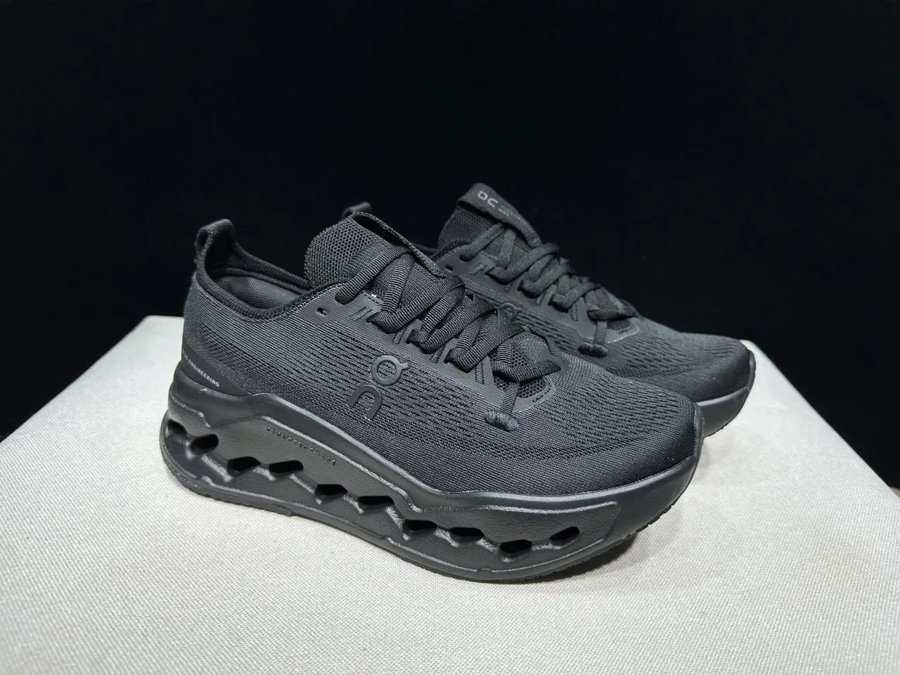 On Black Knit Upper Sculpted Midsole Running Shoes 9