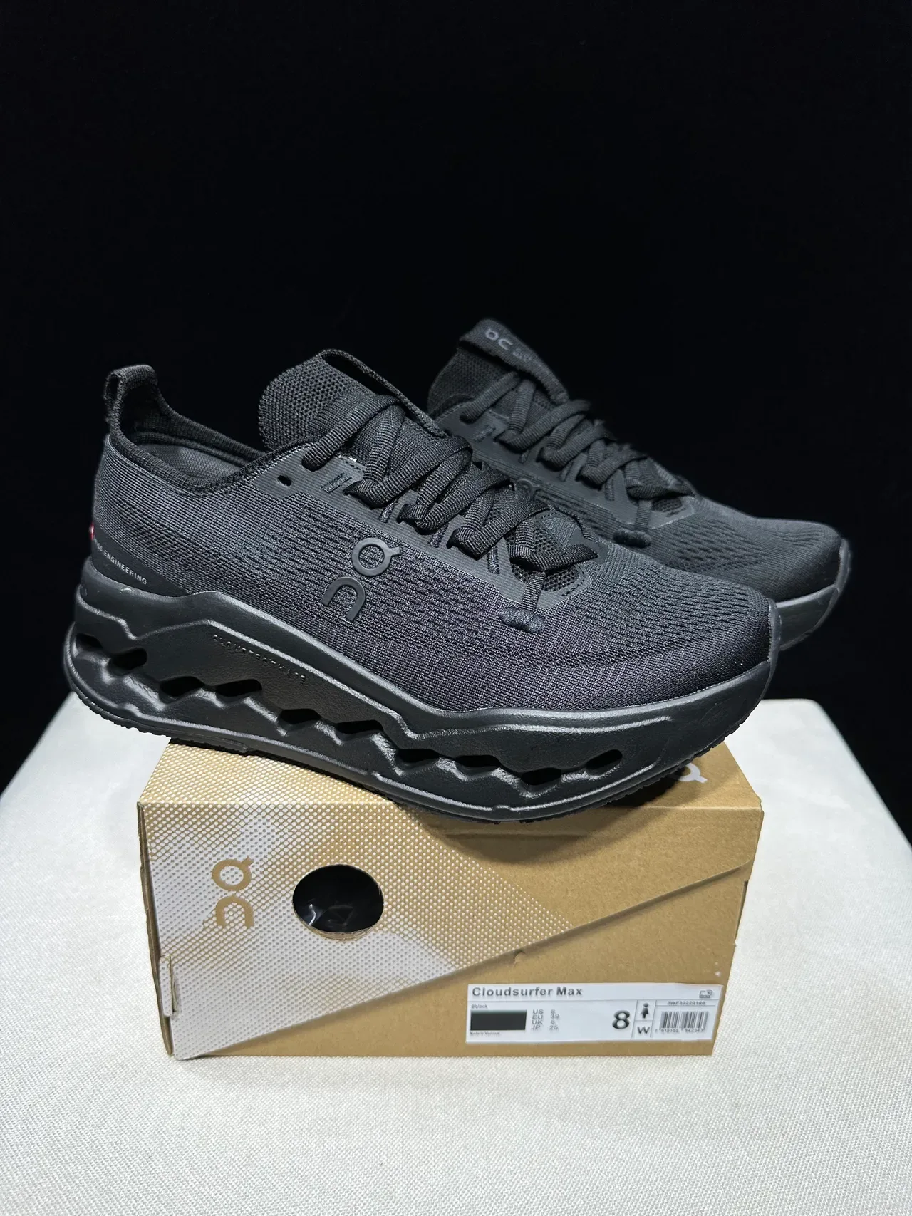 On Black Knit Upper Sculpted Midsole Running Shoes 13