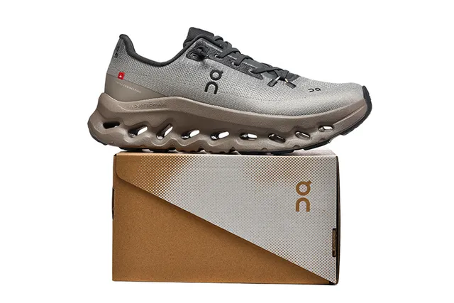 On Cloudmonster Metallic Gray and Taupe Running Shoes 2