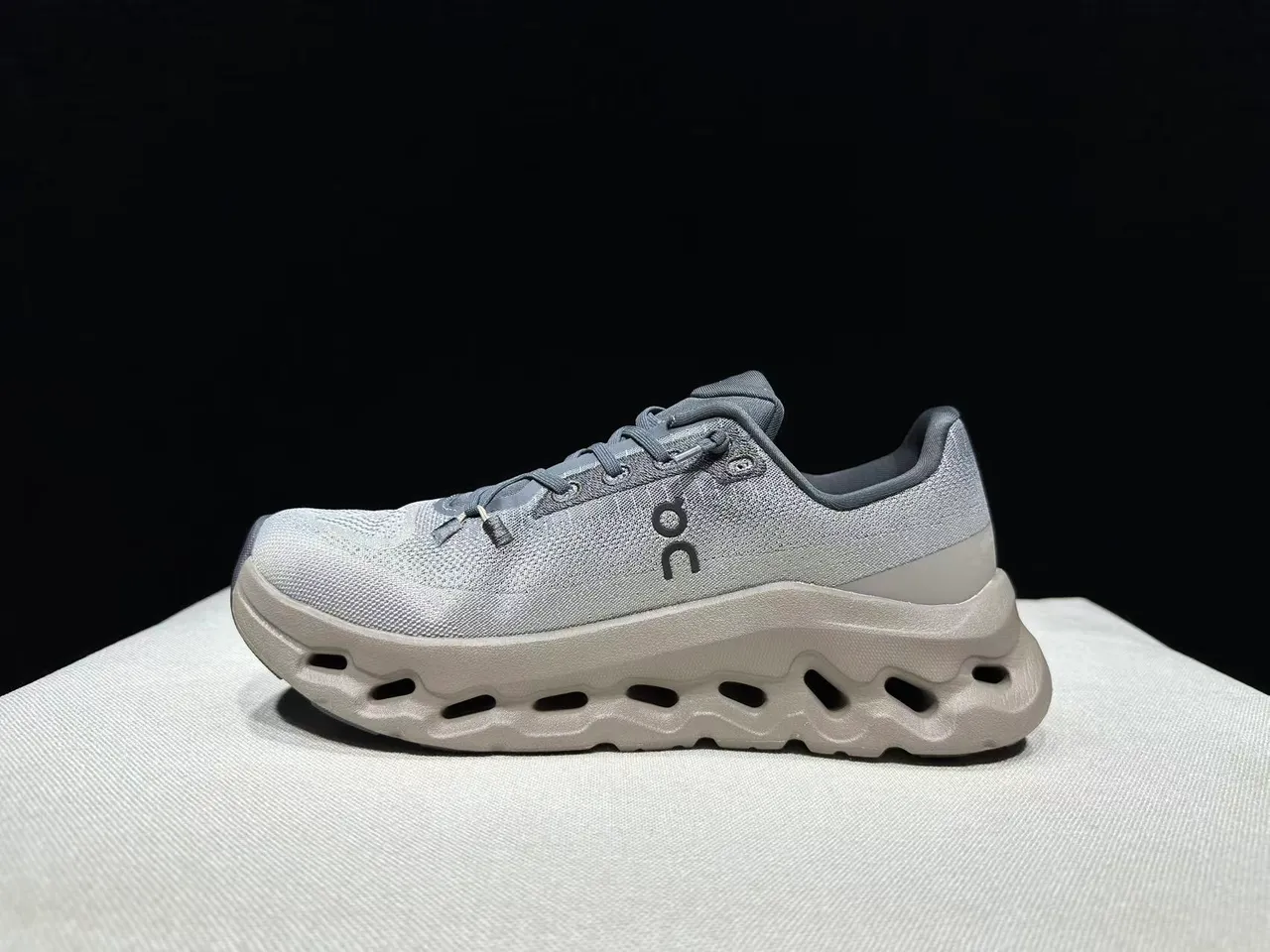 On Cloudmonster Metallic Gray and Taupe Running Shoes 7