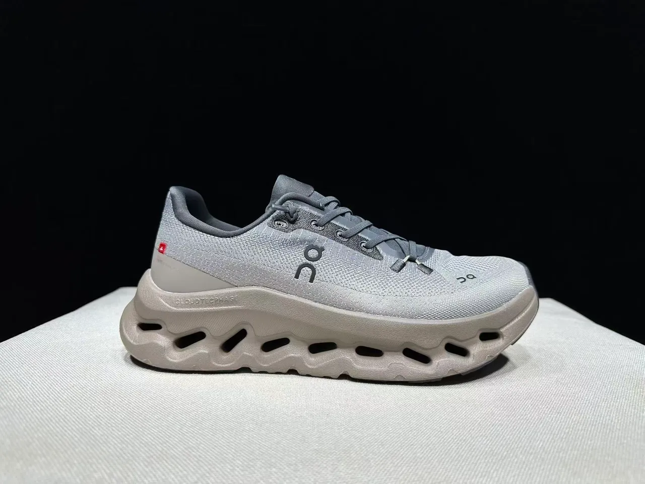 On Cloudmonster Metallic Gray and Taupe Running Shoes 8