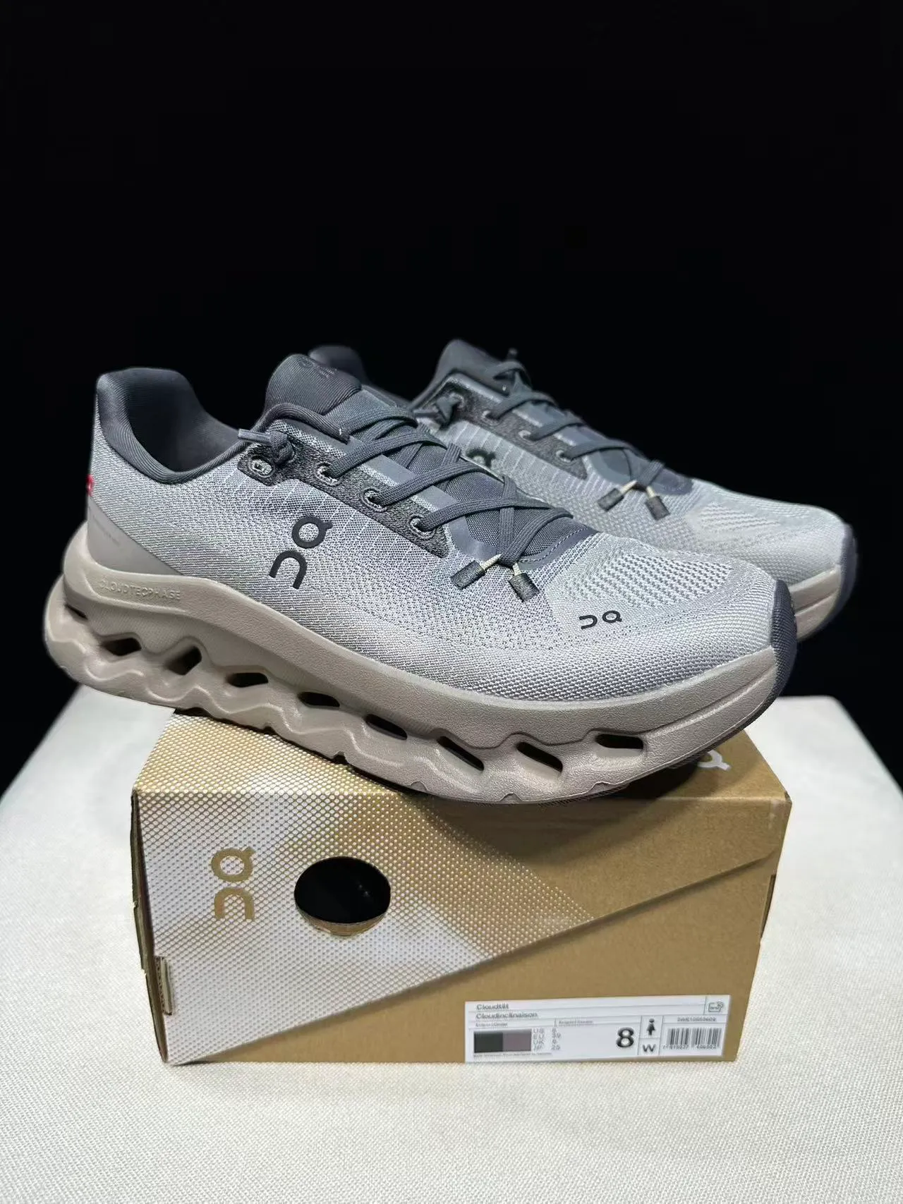 On Cloudmonster Metallic Gray and Taupe Running Shoes 13