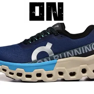 On Cloudmonster أزرق بحري سيان كريمي أحذية رياضية