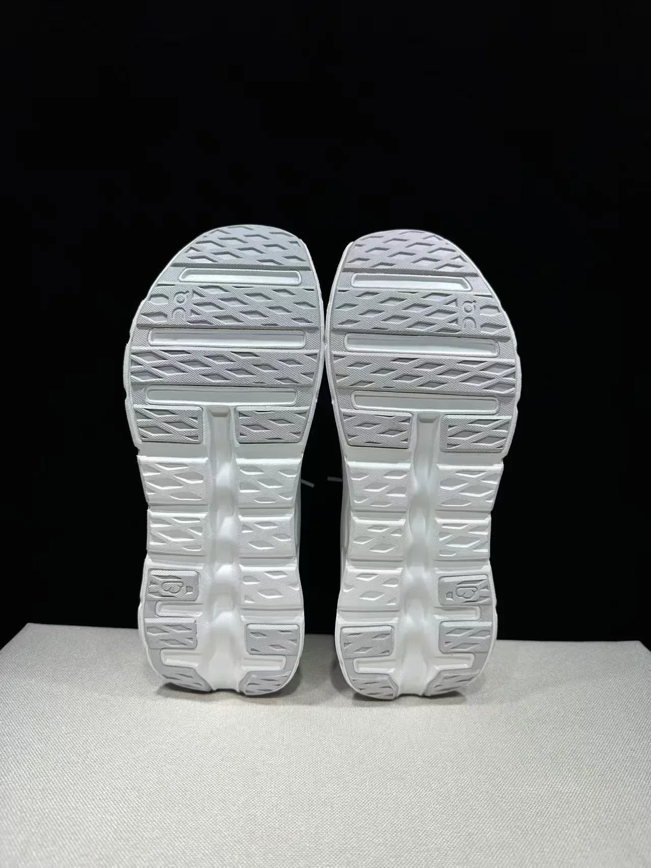 On White Monochrome Knit Upper Chunky Sneakers 2