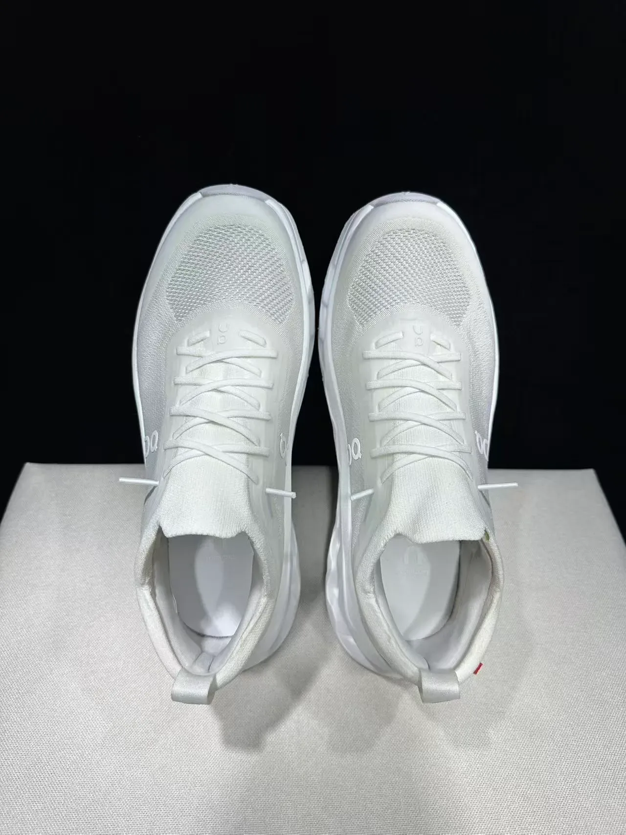 On White Monochrome Knit Upper Chunky Sneakers 6