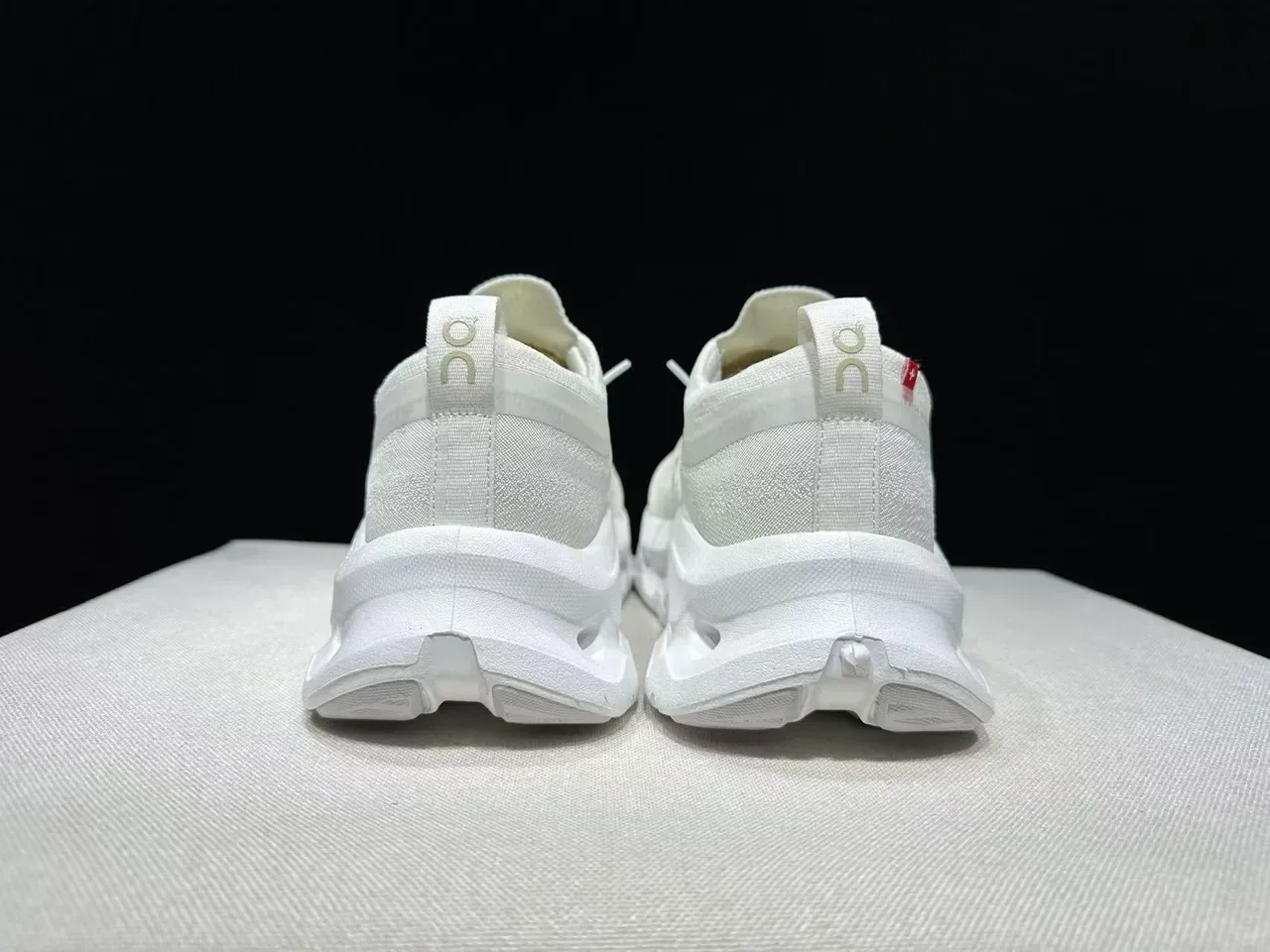 On White Monochrome Knit Upper Chunky Sneakers 7
