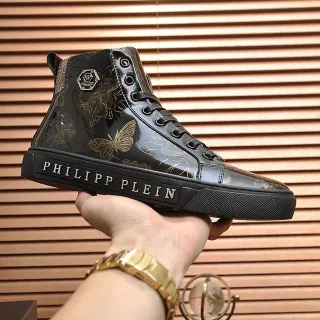 Philipp Plein Black Gold 高帮 光泽 漆皮 生活方式运动鞋