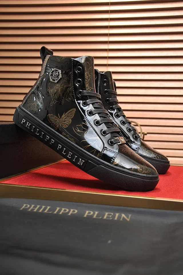 Philipp Plein Black Gold Tênis Lifestyle de Couro Patentado Brilhante de Cano Alto 7