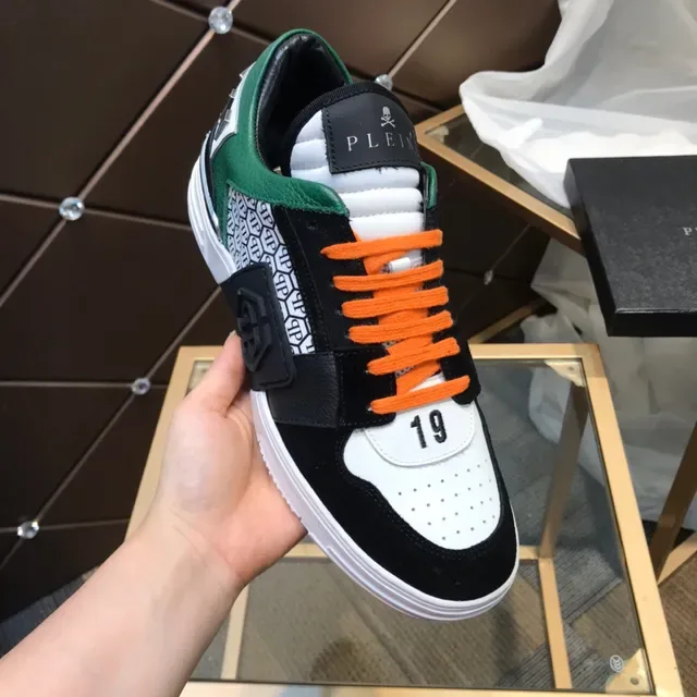 Philipp Plein Black Orange Mixed-Material Upper Bold Color-Blocking Sneakers 2