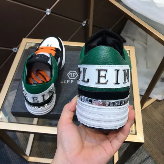 Philipp Plein Black Orange Mixed-Material Upper Bold Color-Blocking Sneakers 6