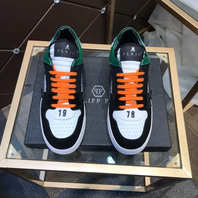 Philipp Plein Black Orange Mixed-Material Upper Bold Color-Blocking Sneakers 9