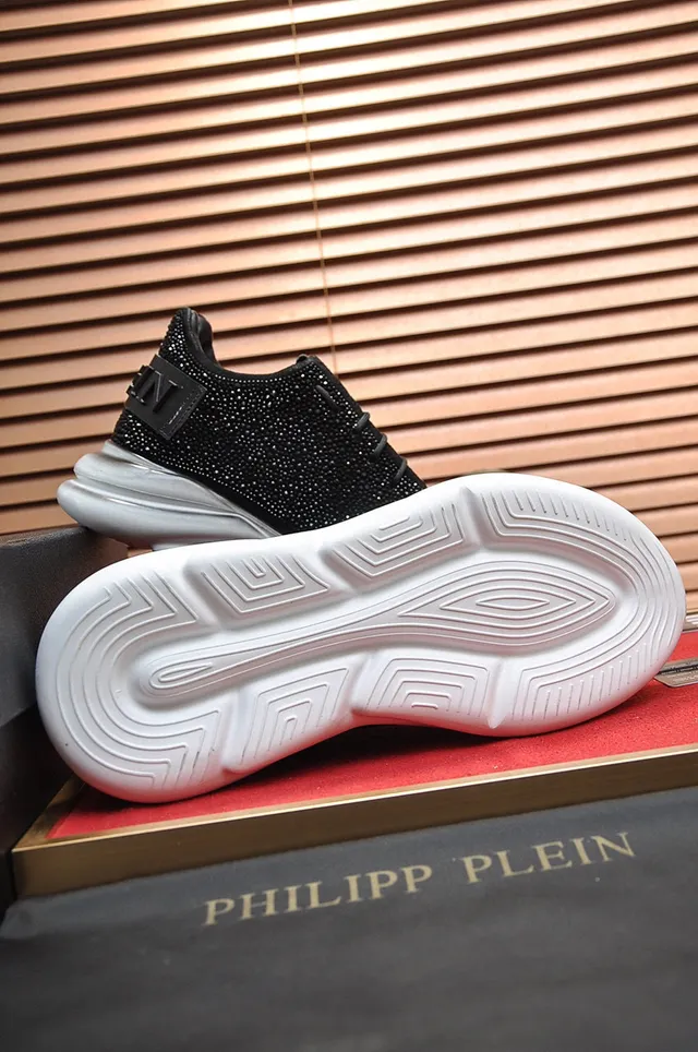 Philipp Plein Chaussures chunky noires argentées avec empeigne de knit studded, midsole sculptée en vague 4