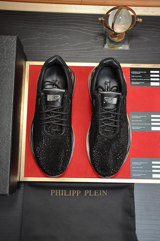 Philipp Plein Chaussures chunky noires argentées avec empeigne de knit studded, midsole sculptée en vague 9