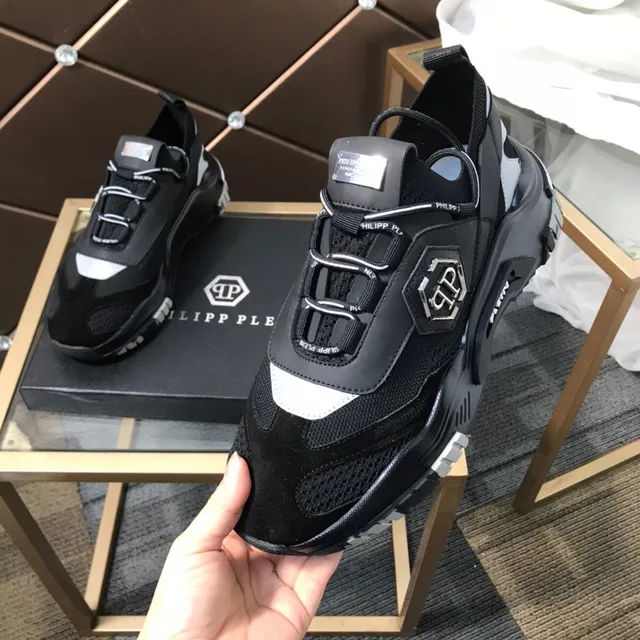 Philipp Plein Black White Sole Laceless Strap Closure Chunky Sneakers 3