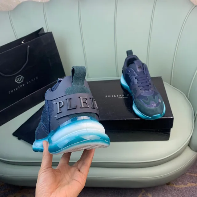 Philipp Plein 蓝绿 多材质 鞋面 雕塑鞋底 厚底运动鞋 3