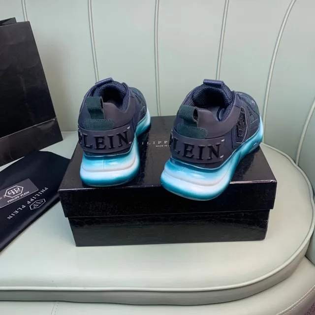 Philipp Plein 蓝绿 多材质 鞋面 雕塑鞋底 厚底运动鞋 6