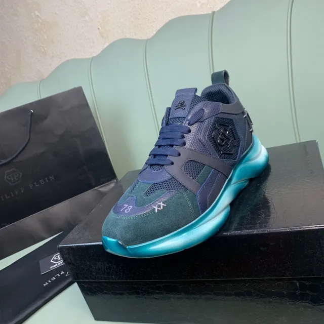 Philipp Plein 蓝绿 多材质 鞋面 雕塑鞋底 厚底运动鞋 9