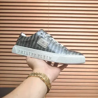 Philipp Plein 鳄鱼压纹 金属灰 生活方式运动鞋