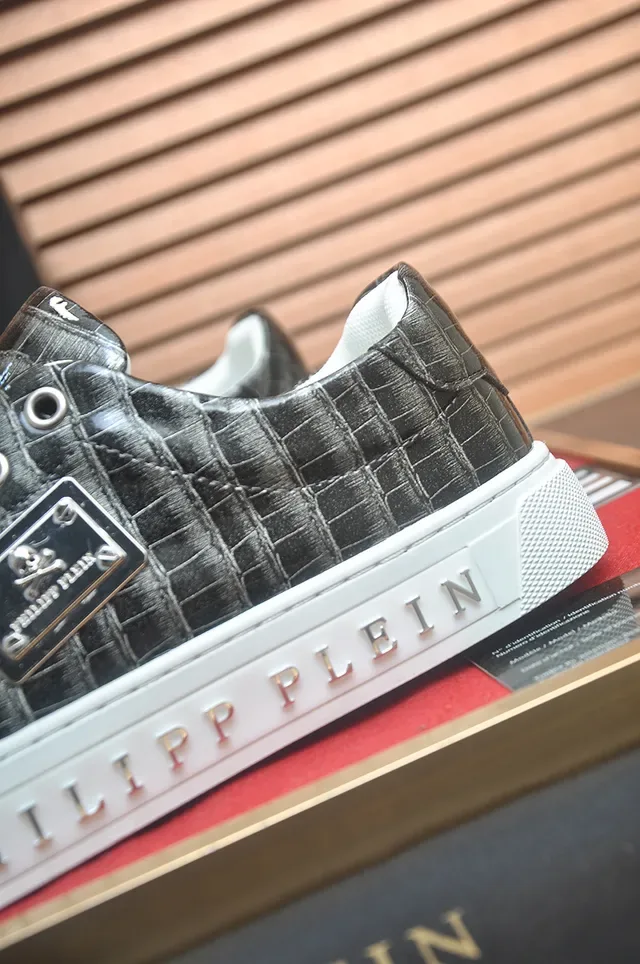 Philipp Plein Sneakers lifestyle gris métallique embossé crocodile 2