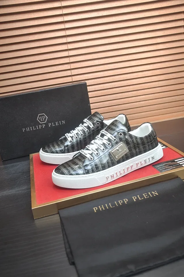 Philipp Plein Sneakers lifestyle gris métallique embossé crocodile 3