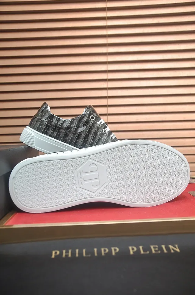 Philipp Plein Sneakers lifestyle gris métallique embossé crocodile 4
