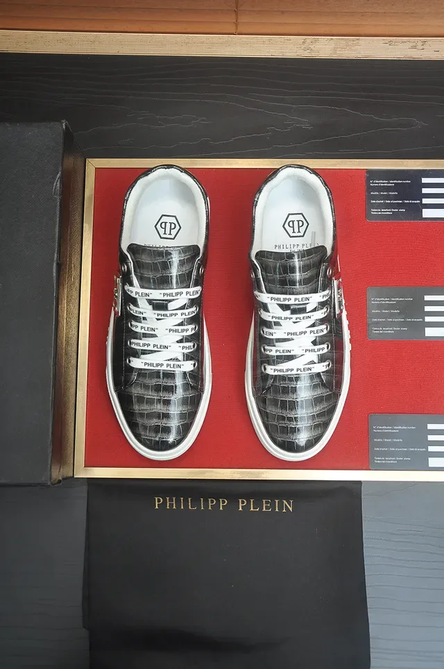 Philipp Plein Sneakers lifestyle gris métallique embossé crocodile 5
