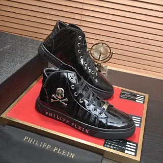 Philipp Plein High-Top Sneaker Black Red Patent Leather Lifestyle Sneakers