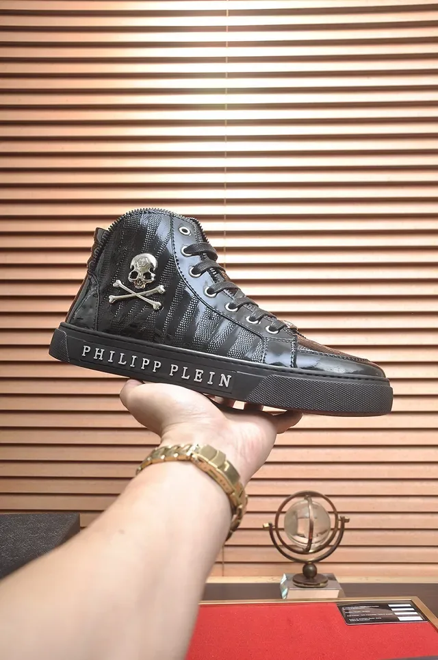Philipp Plein Tênis high top preto vermelho couro verniz tênis lifestyle 2