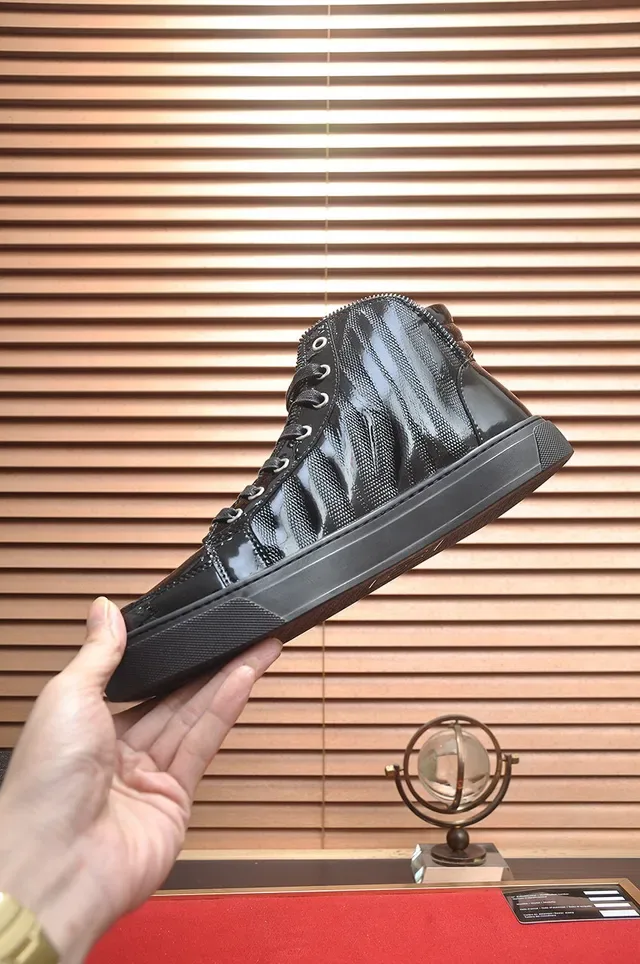 Philipp Plein Tênis high top preto vermelho couro verniz tênis lifestyle 6