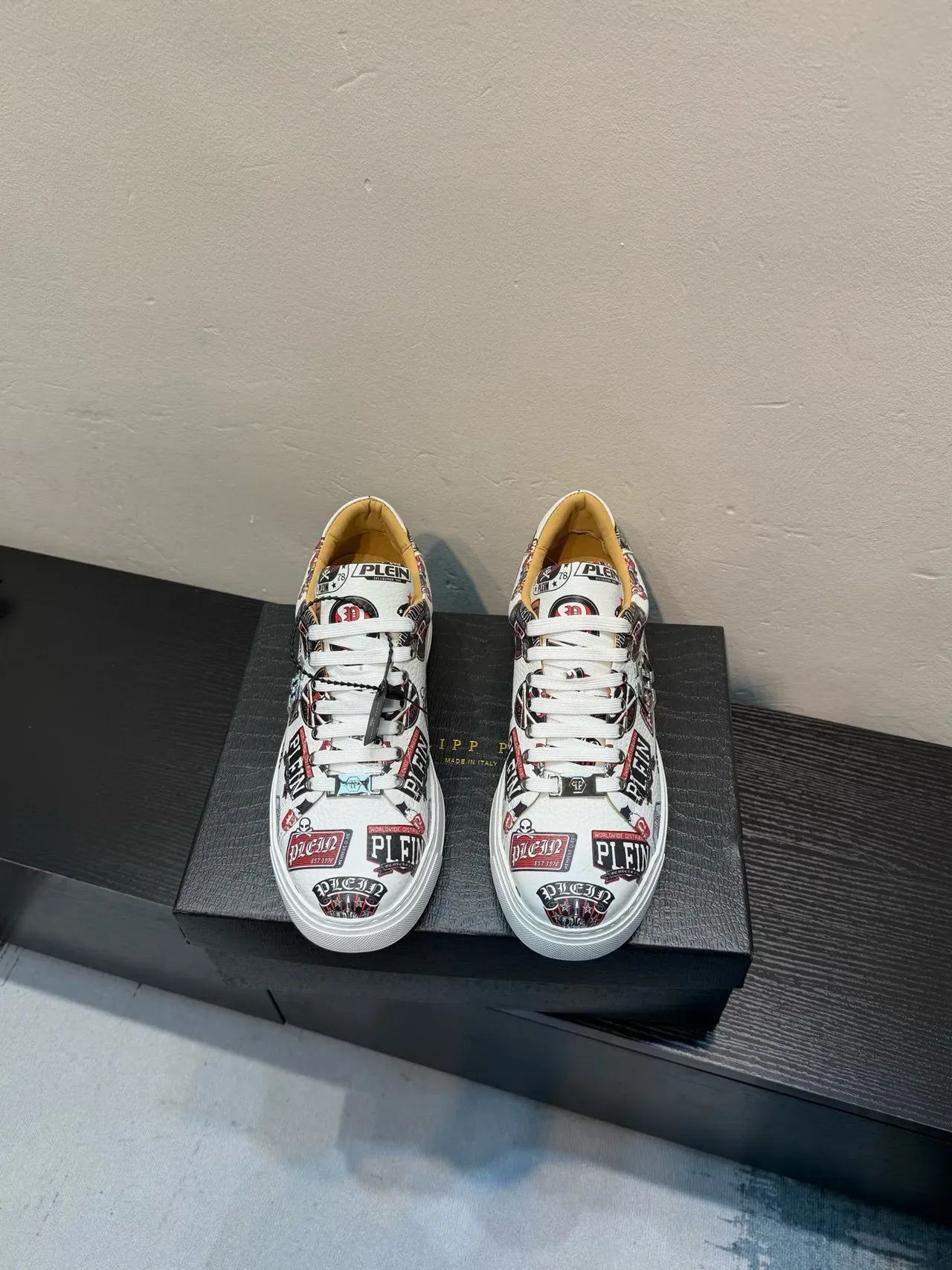 Philipp Plein Logo Patchwork White Lifestyle Sneakers 2