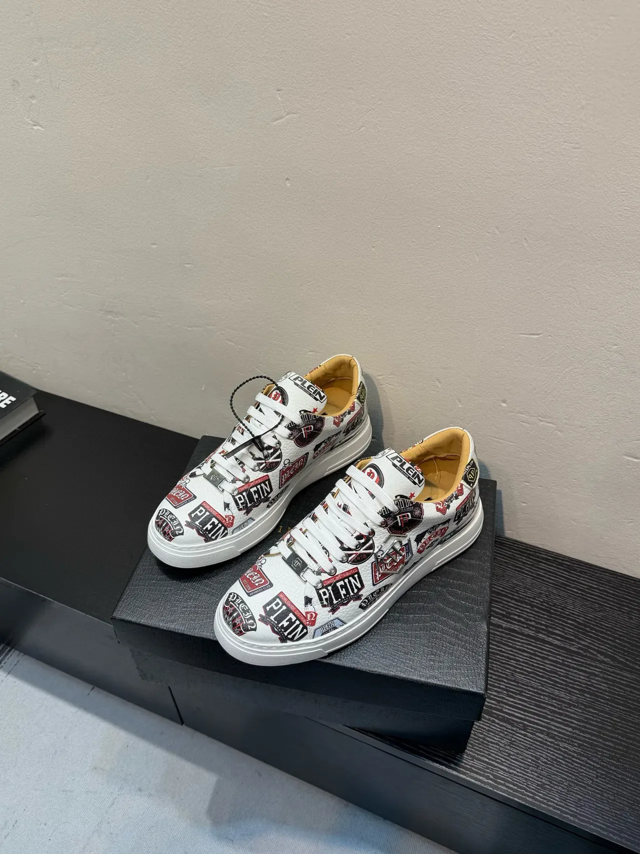Philipp Plein Logo Patchwork White Lifestyle Sneakers 3