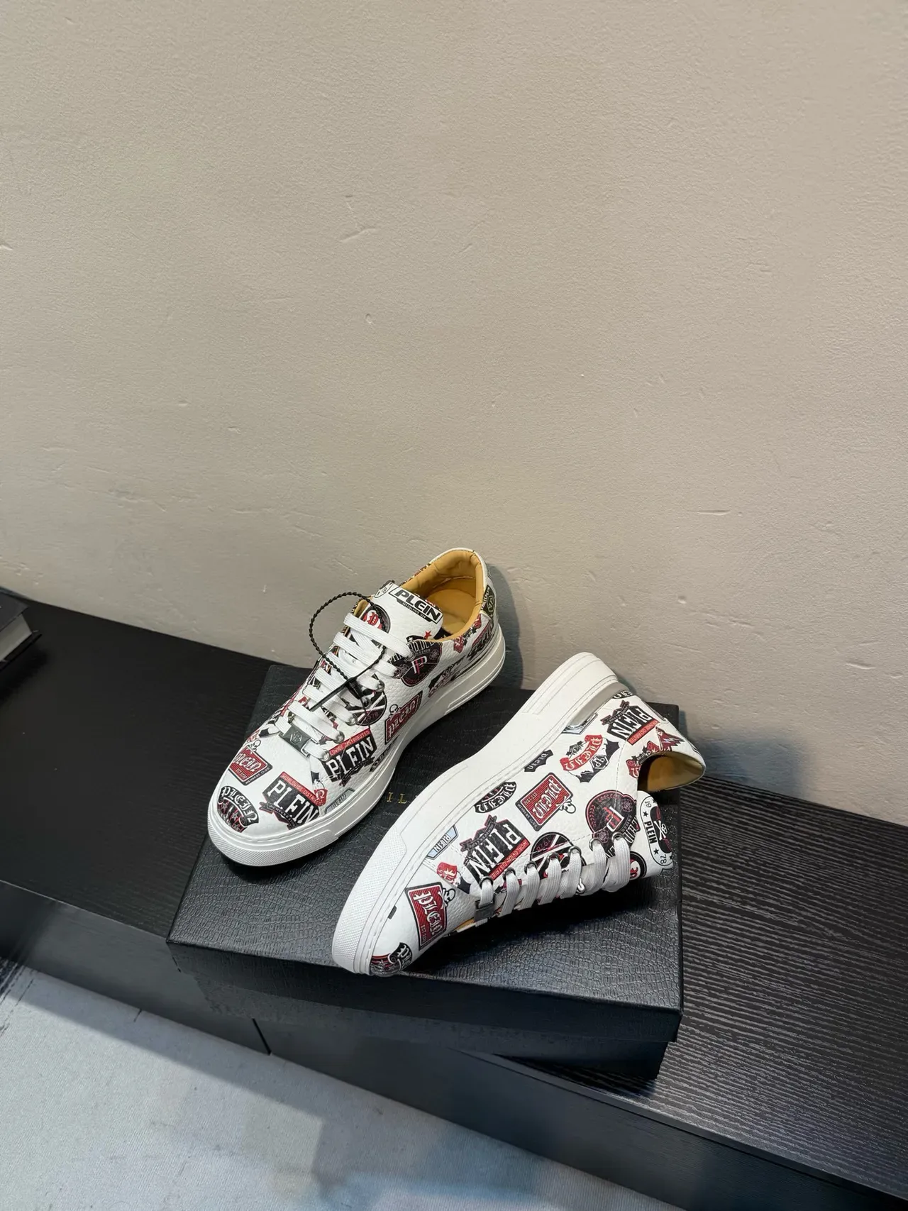Philipp Plein Logo Patchwork White Lifestyle Sneakers 4