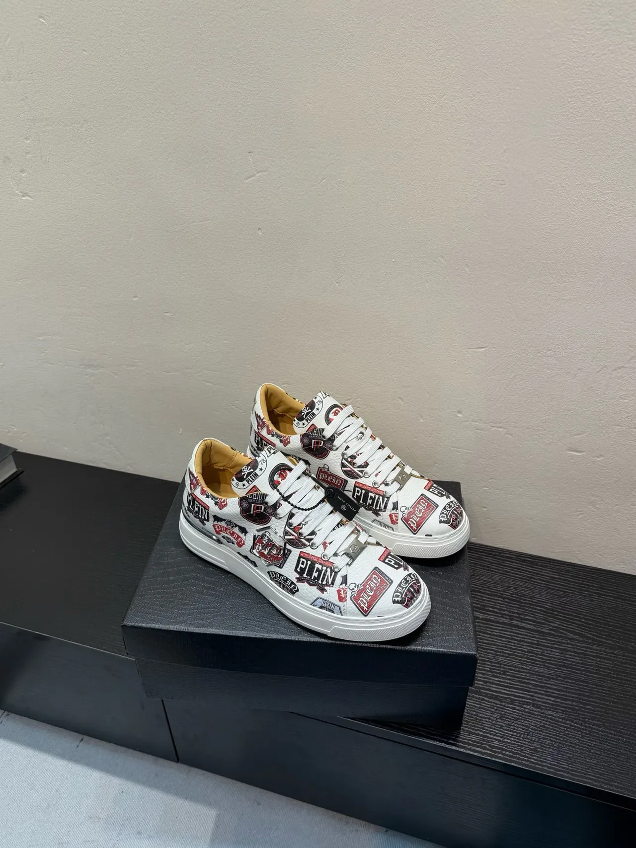Philipp Plein Logo Patchwork White Lifestyle Sneakers 5