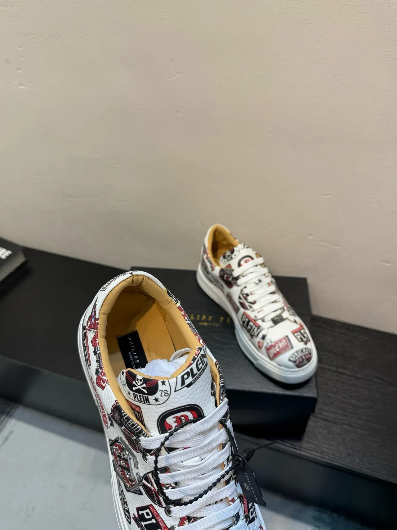 Philipp Plein Logo Patchwork White Lifestyle Sneakers 7