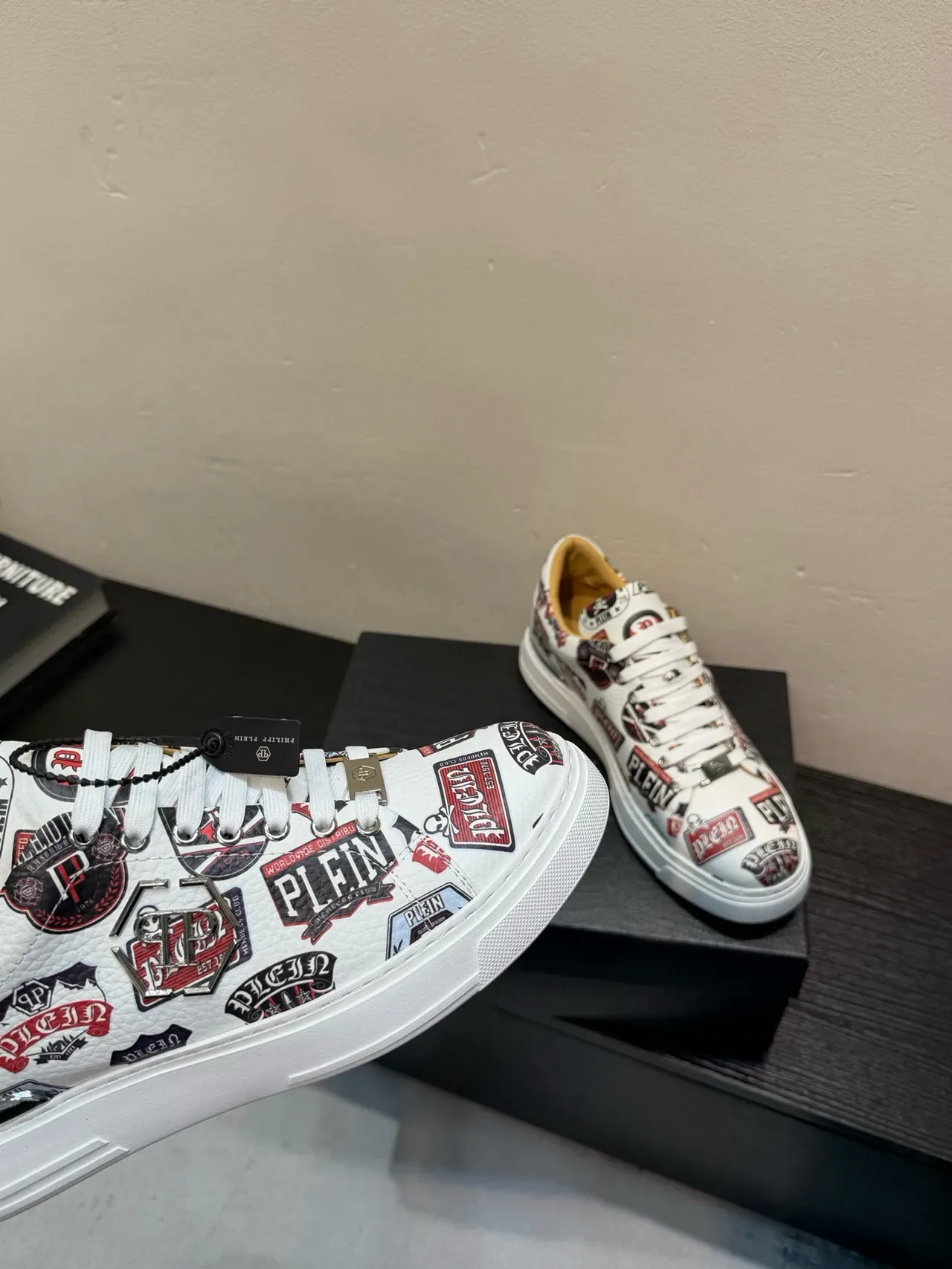 Philipp Plein Logo Patchwork White Lifestyle Sneakers 8