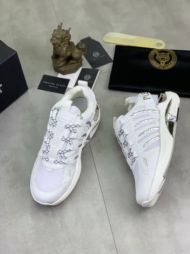 Philipp Plein Plein Sport Sneaker Blanc en Maille et Cuir 5