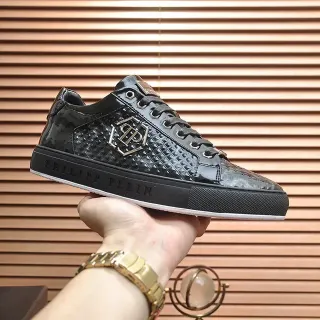 Philipp Plein Quilted Patent Leather Black Lifestyle Sneakers