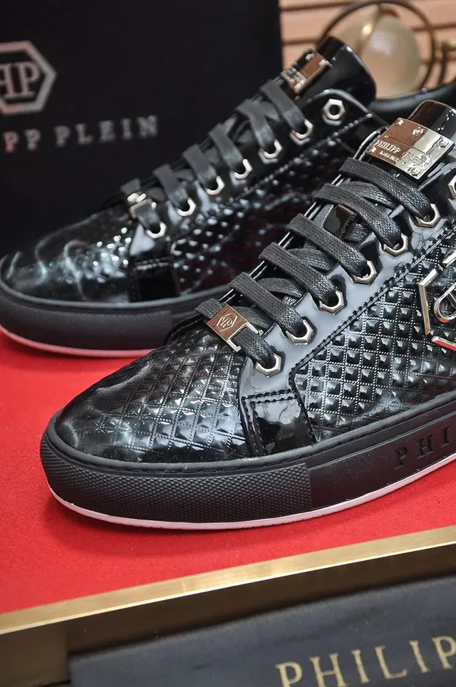 Philipp Plein Quilted Patent Leather Black Lifestyle Sneakers 3