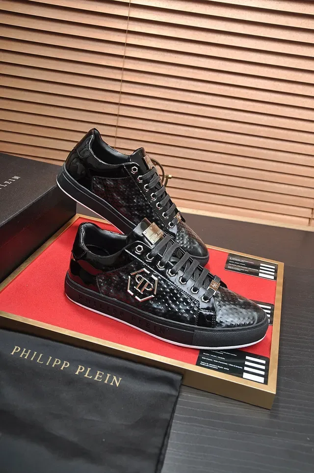 Philipp Plein Quilted Patent Leather Black Lifestyle Sneakers 5