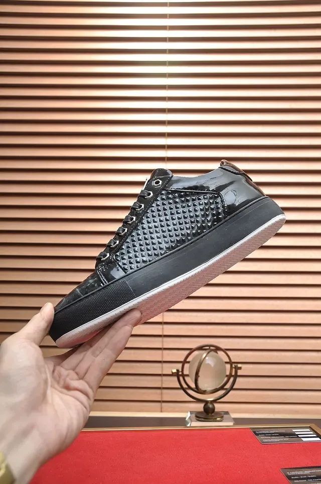 Philipp Plein Quilted Patent Leather Black Lifestyle Sneakers 6