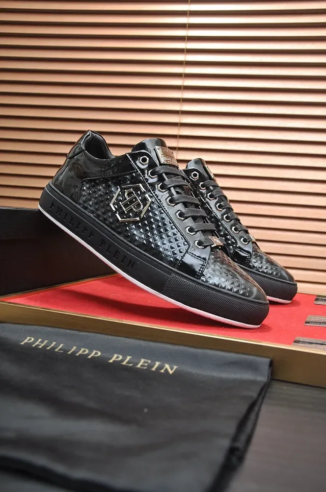 Philipp Plein Quilted Patent Leather Black Lifestyle Sneakers 8