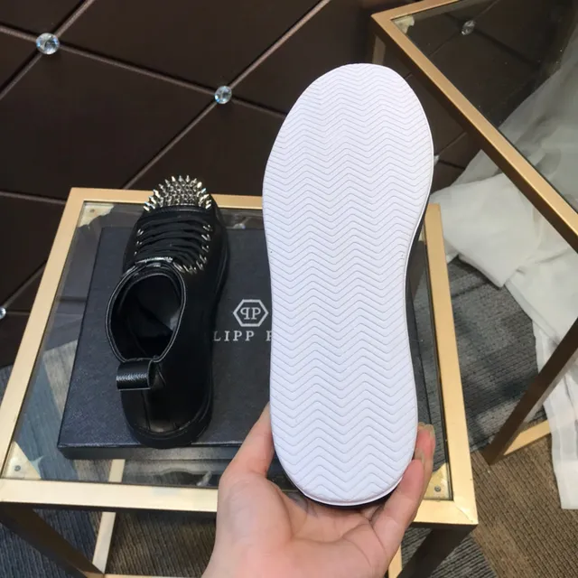 Philipp Plein Skull Chaussures lifestyle noires argentées à tige haute avec clous sur l'orteil 3
