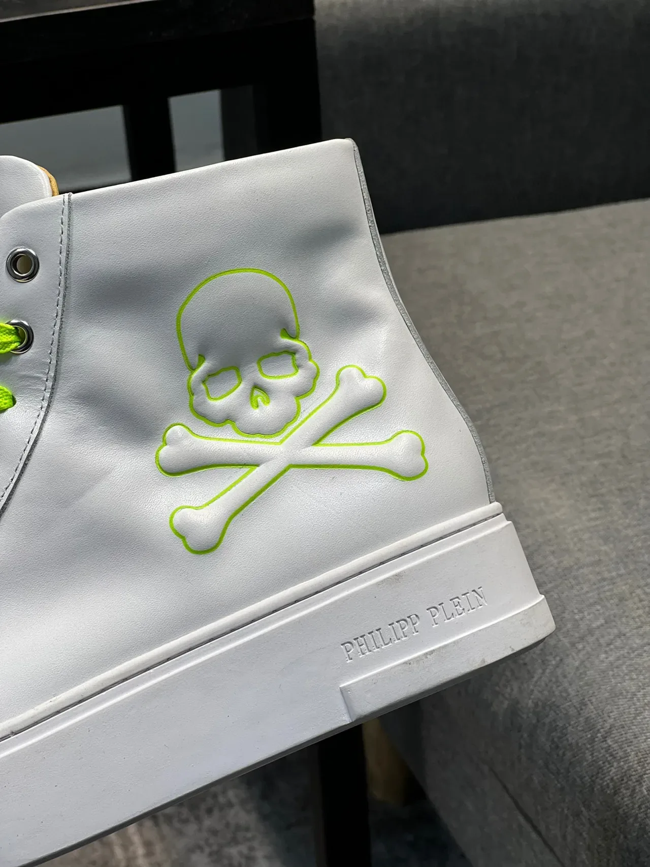 Philipp Plein Sneakers Lifestyle Blancs et Verts Hautes à Semelle Plateforme 8