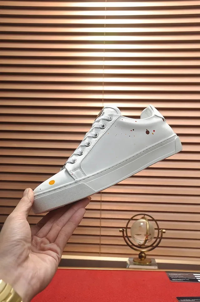 Philipp Plein Blanco y Plata Cuero Superior Logo Hexagonal Metálico Zapatillas Lifestyle 5