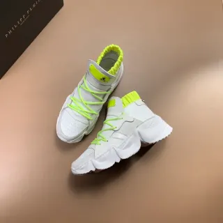 Philipp Plein White Yellow High-Top Sole Chunky Sneakers