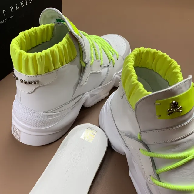 Philipp Plein White Yellow High-Top Sole Chunky Sneakers 4