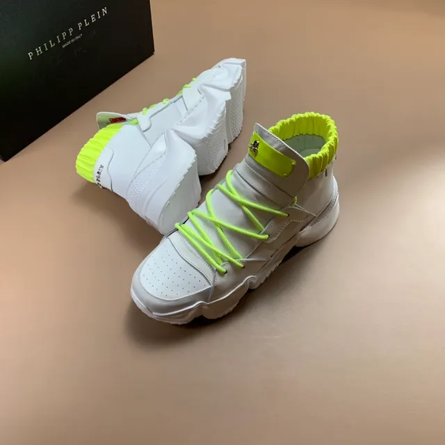 Philipp Plein White Yellow High-Top Sole Chunky Sneakers 5