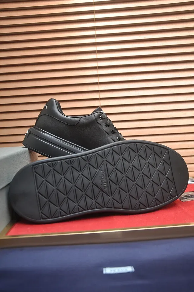 Prada All-Black Leather Platform Lifestyle Sneaker 3