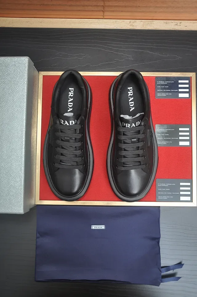 Prada All-Black Leather Platform Lifestyle Sneaker 5