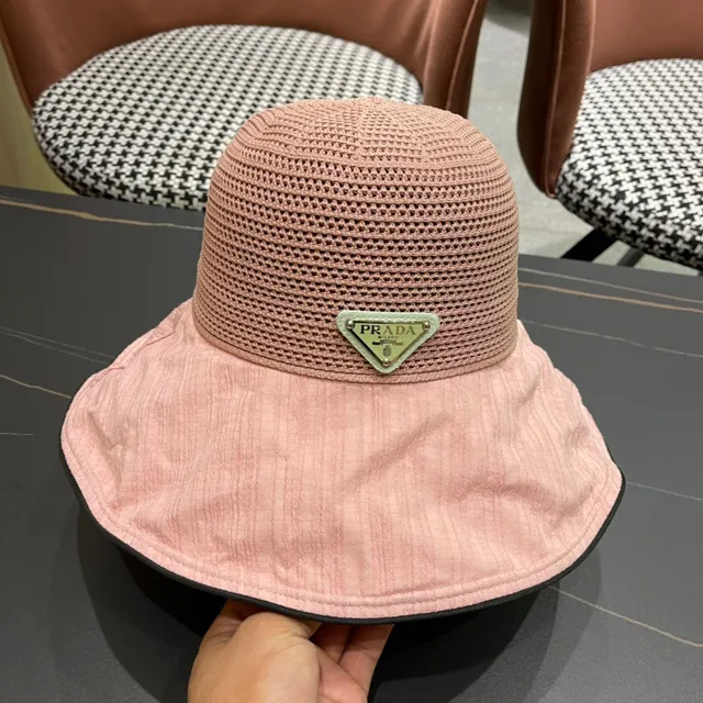 Prada Beige Negro sombrero de cubo de ala ancha de corona suave 7